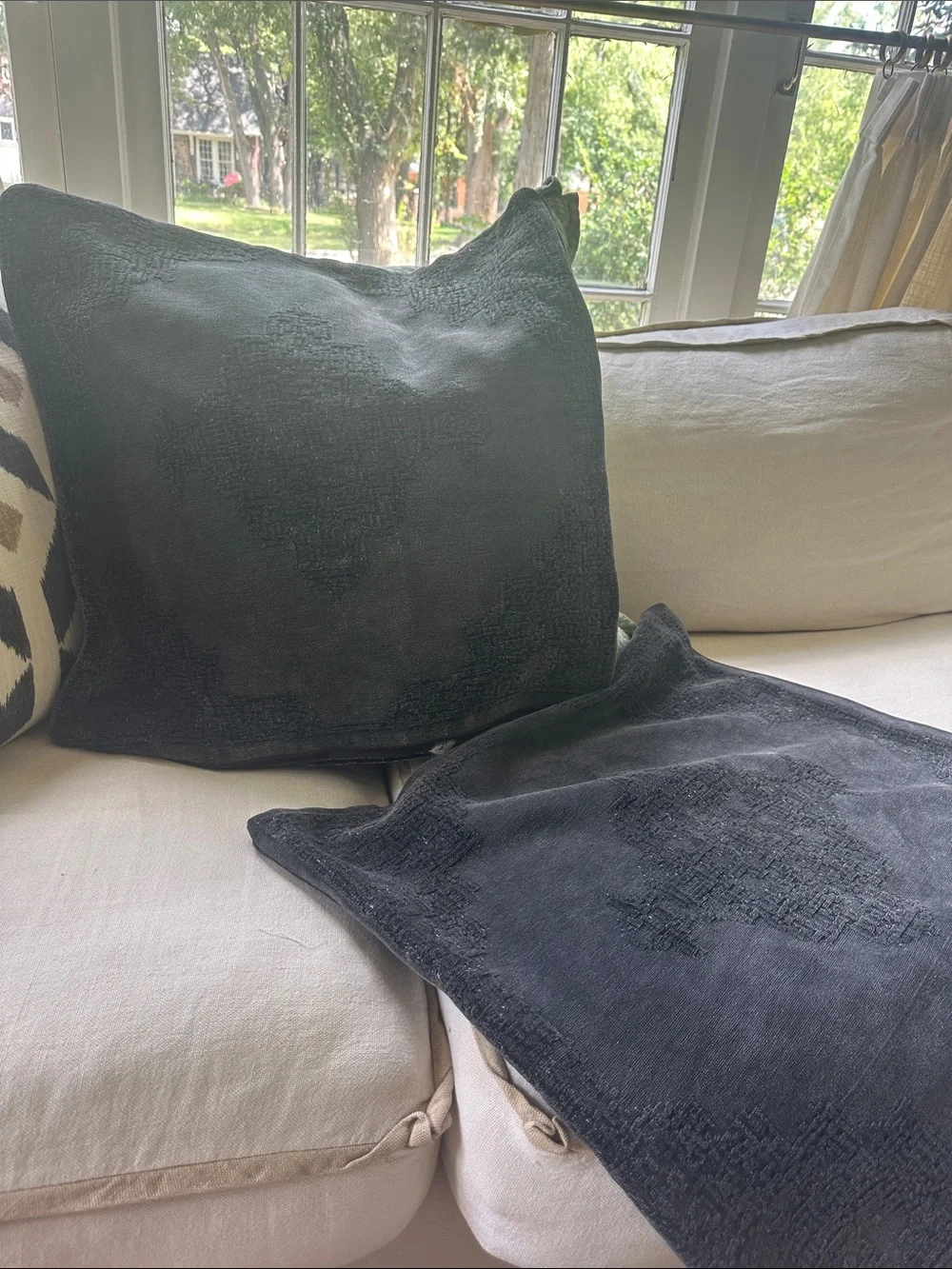 Pottery Barn Black Textured Accent Pillow Covers (2)